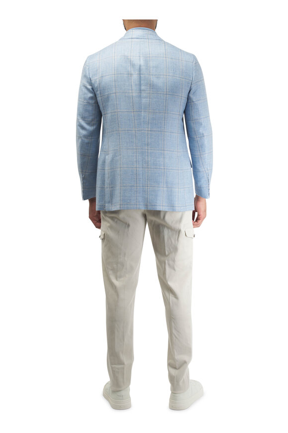 Kiton - Light Blue Windowpane Sportcoat