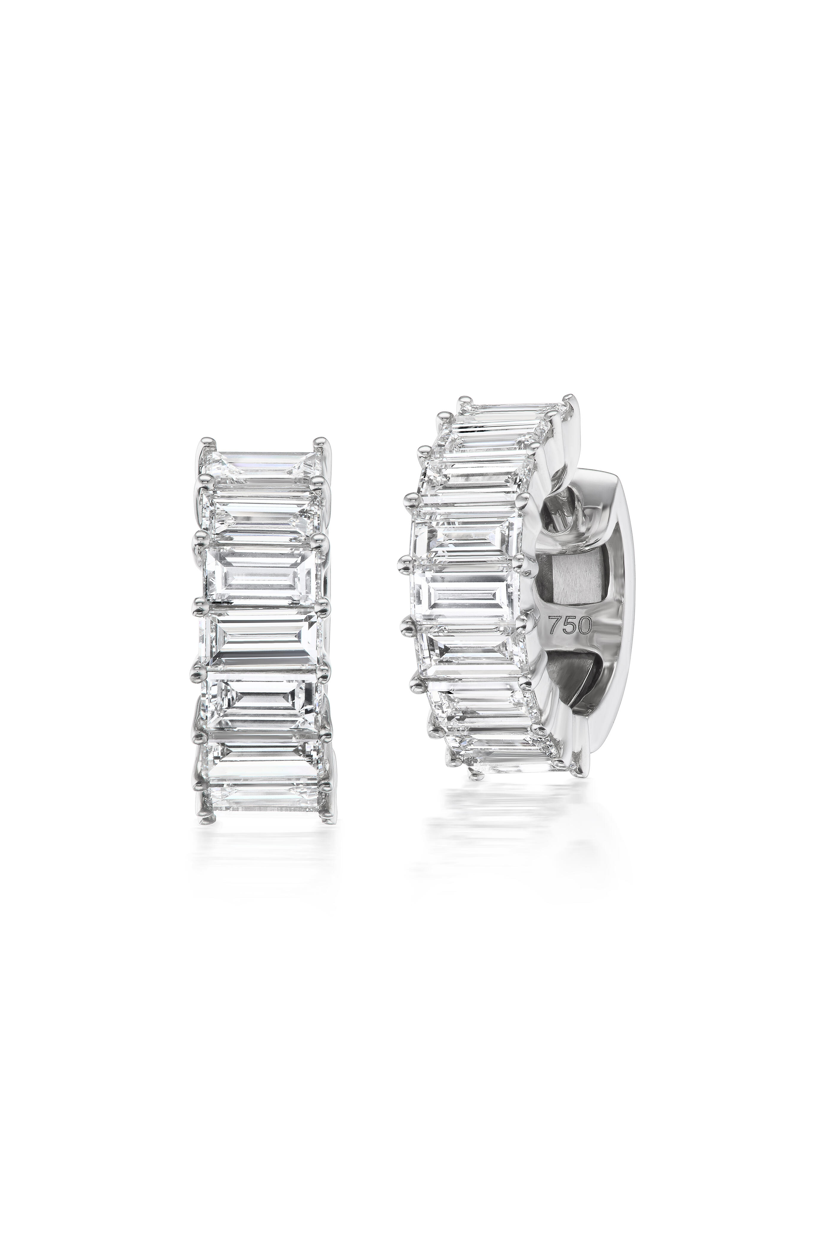 Nam Cho - Platinum Diamond Horizontal Baguette Hoop Earrings