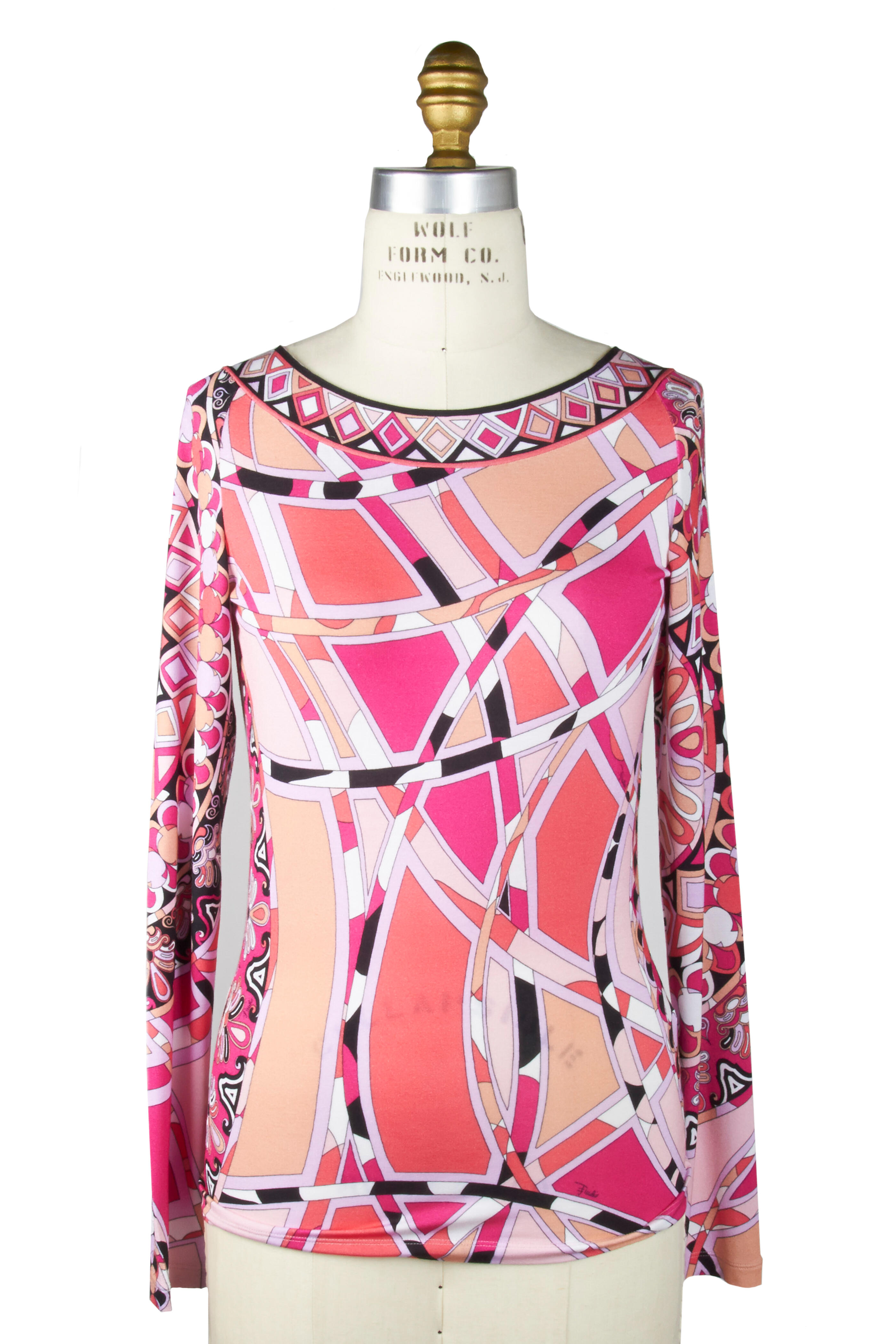 Pucci - Pink Reverse-V Long-Sleeve Knit Shirt