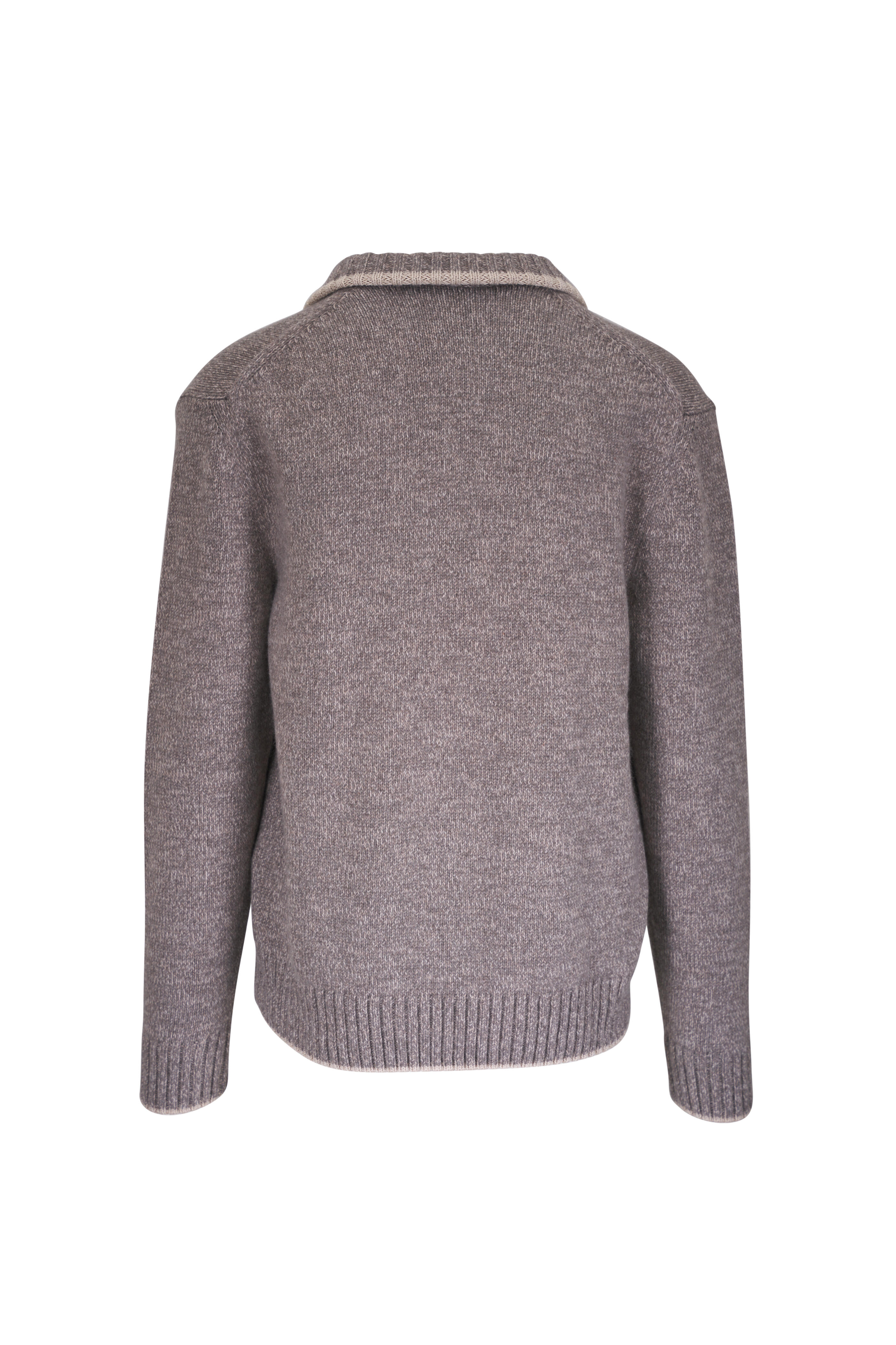 Paul & Shark - Taupe Wool & Cashmere Quarter Zip Pullover