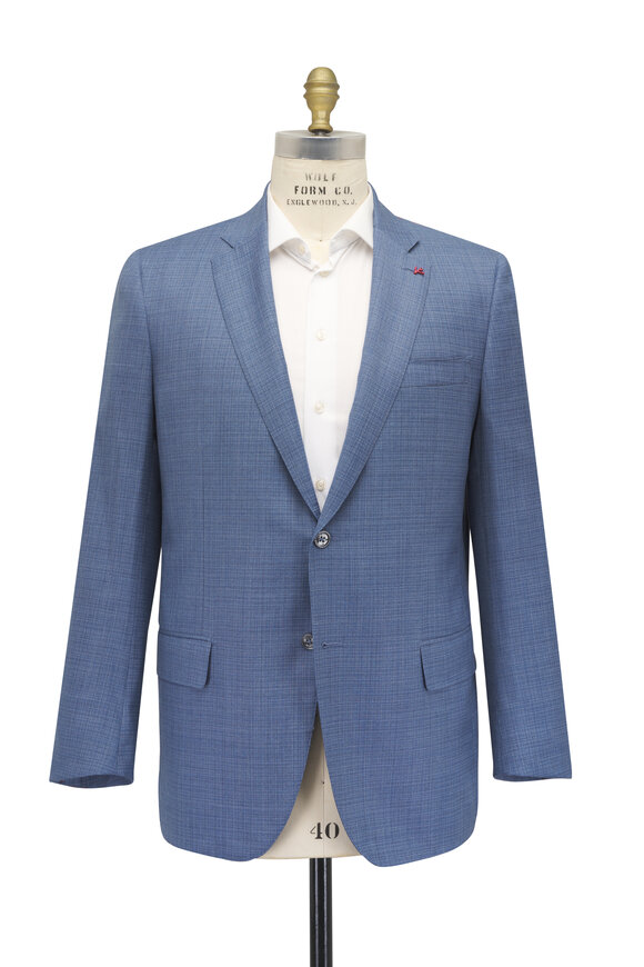 Isaia Slate Blue Tonal Check Wool Suit - view 2
