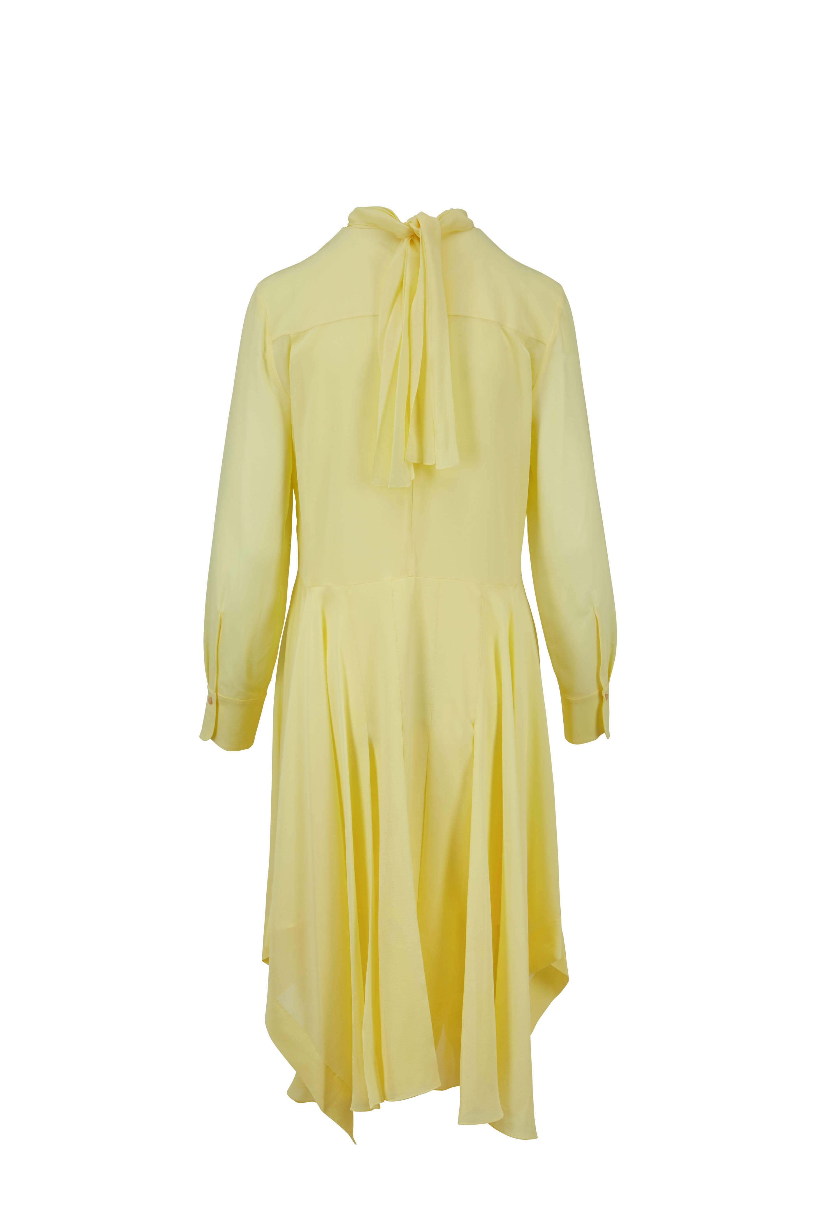 Chloé - Sunlit Yellow Chiffon Keyhole Long Sleeve Dress