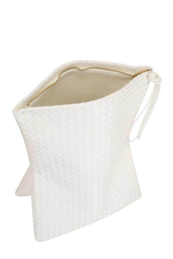 Bottega Veneta Giornale Alabaster Intrecciato Leather Pouch - view 4