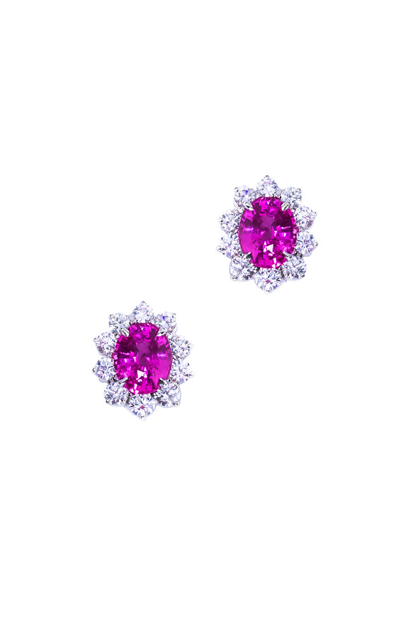 Oscar Heyman Platinum Pink Sapphire & Diamond Earrings
