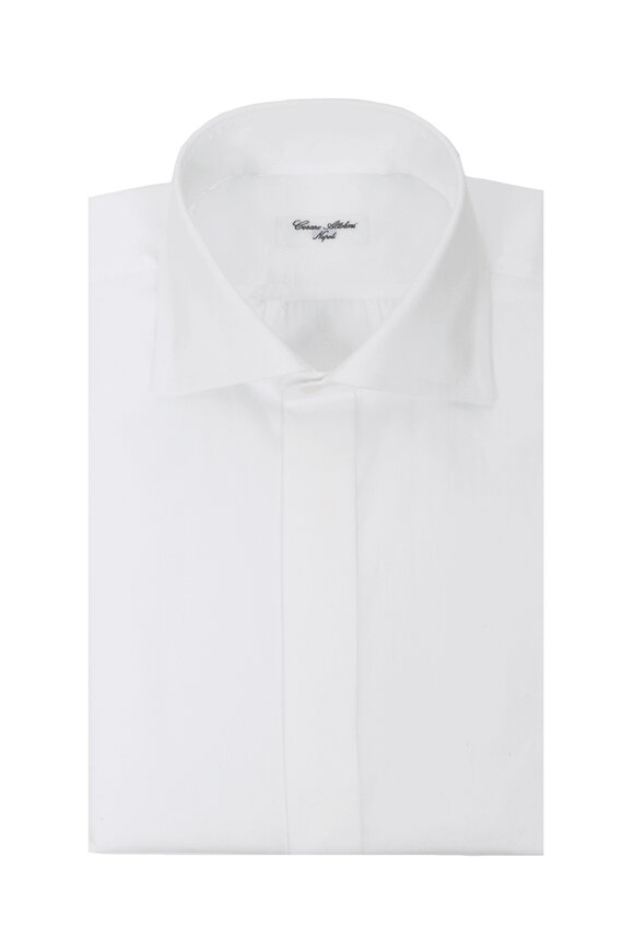 Cesare Attolini Men's White Marcella Tuxedo Shirt | 17.5 Regular by Mitchell Stores Cesare Attolini Men's White Marcella Tuxedo Shirt | 17.5 Regular by Mitchell Stores