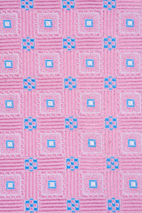 Kiton - Pink Geometric Print Silk Necktie