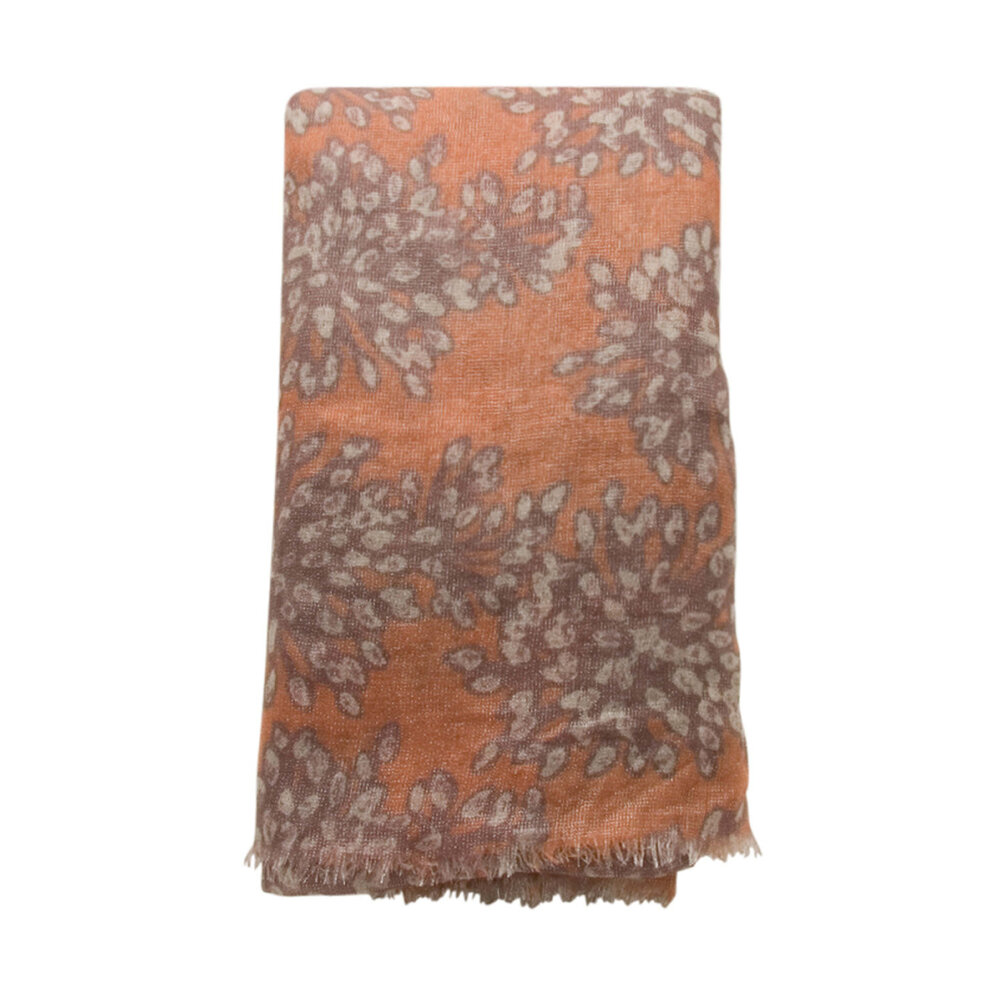 アクセサリーその他 BRUNELLO CUCINELLI CASHMERE, SILK AND LUREX STOLE Brunello Cucinelli - Arancio Floral Print Cashmere Silk