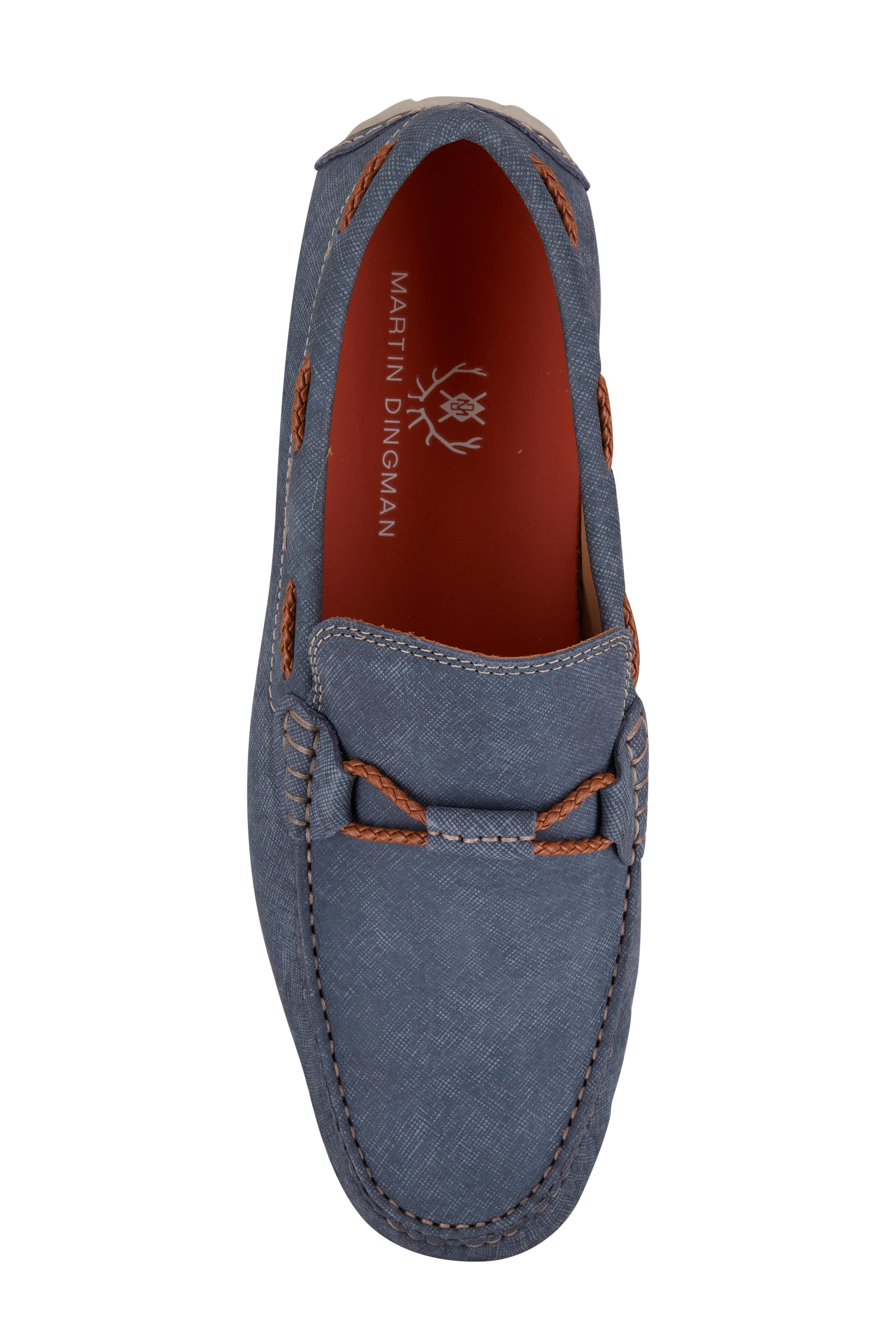 Martin Dingman Blue Bermuda Braid Driving Loafers Casual Dress Men 11 Bermuda Nubuck Braided Bit Loafers - Navy | Martin Dingman main image 3