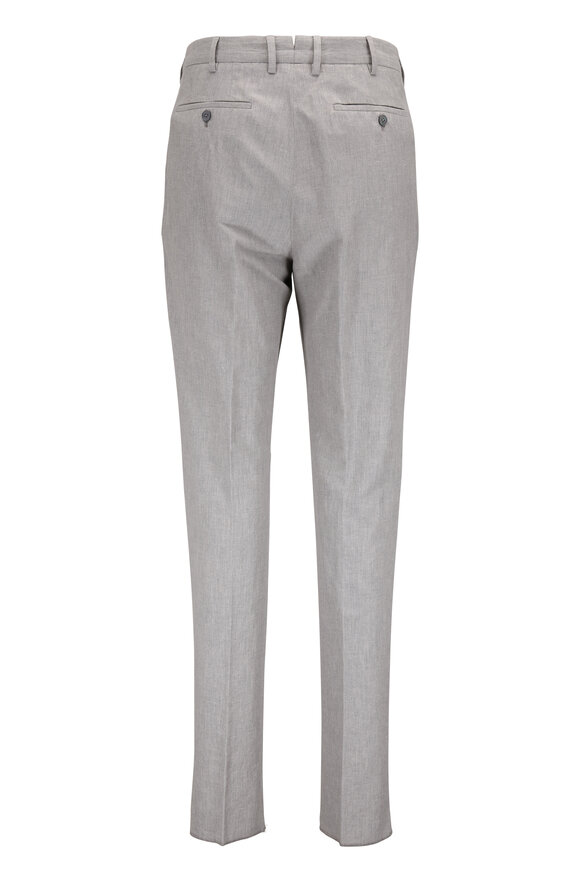 Zegna - Gray Cotton & Linen Pleated Pant