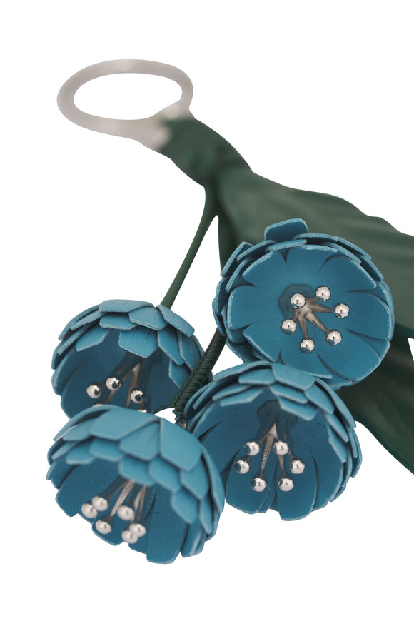 Loewe Green & Blue Flower Leather Bag Charm - view 2