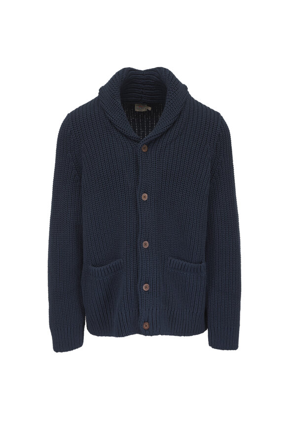 Faherty Brand Playa Navy Cotton Cardigan - view 1