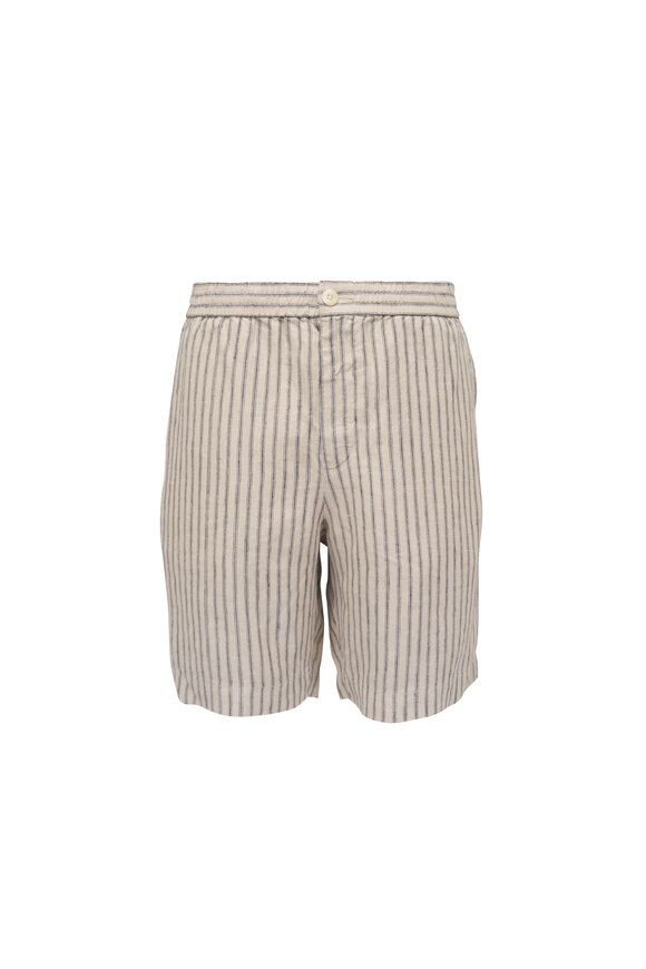 Vince Ballston Parchment & Coastal Stripe Hemp Shorts