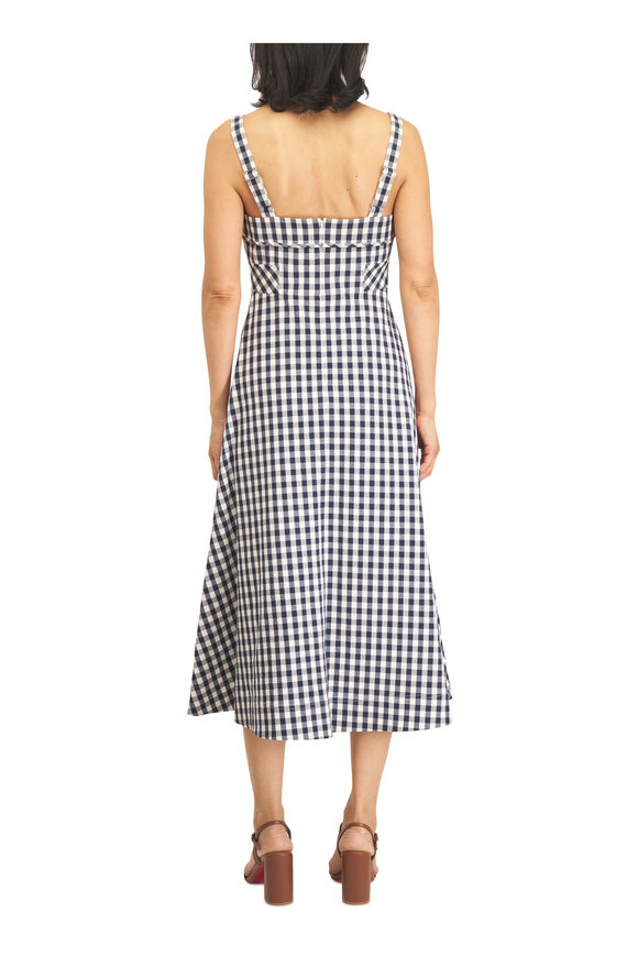 Veronica Beard Aila Navy & Dove White Gingham Midi Dress - view 4