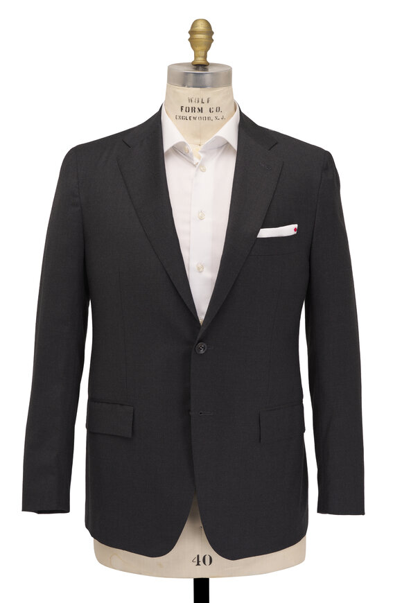 Kiton - Charcoal Gray Tonal Plaid Wool Suit