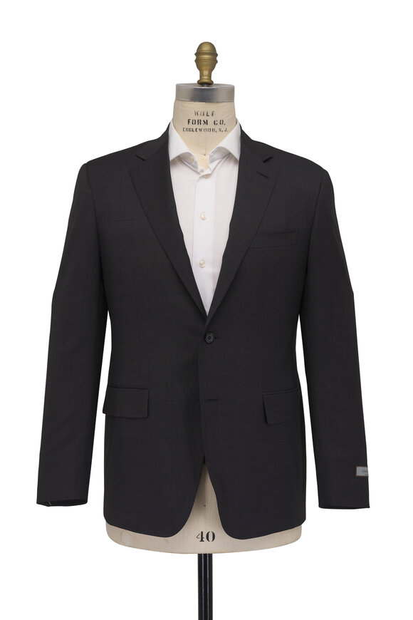 Canali Charcoal Gray Micro Neat Wool Suit - view 2