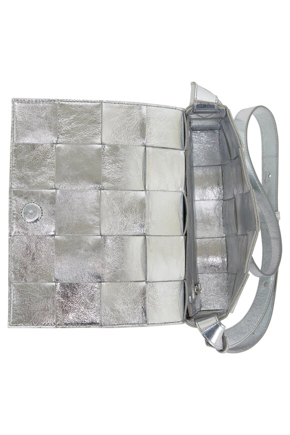 Bottega Veneta - Cassette Silver Metallic Quilted Leather Small Bag