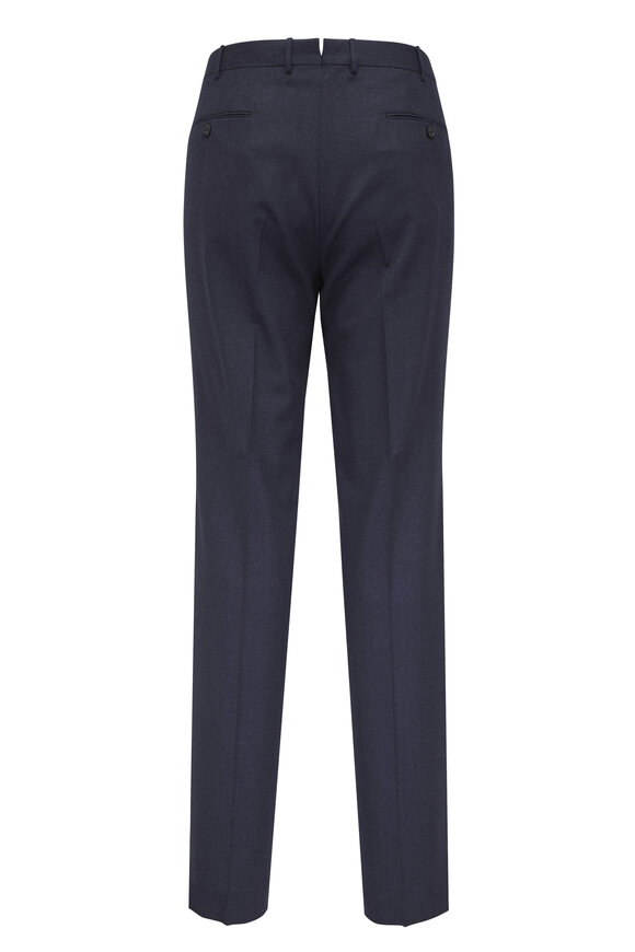 Zegna Navy Blue Wool Flannel Pant - view 3