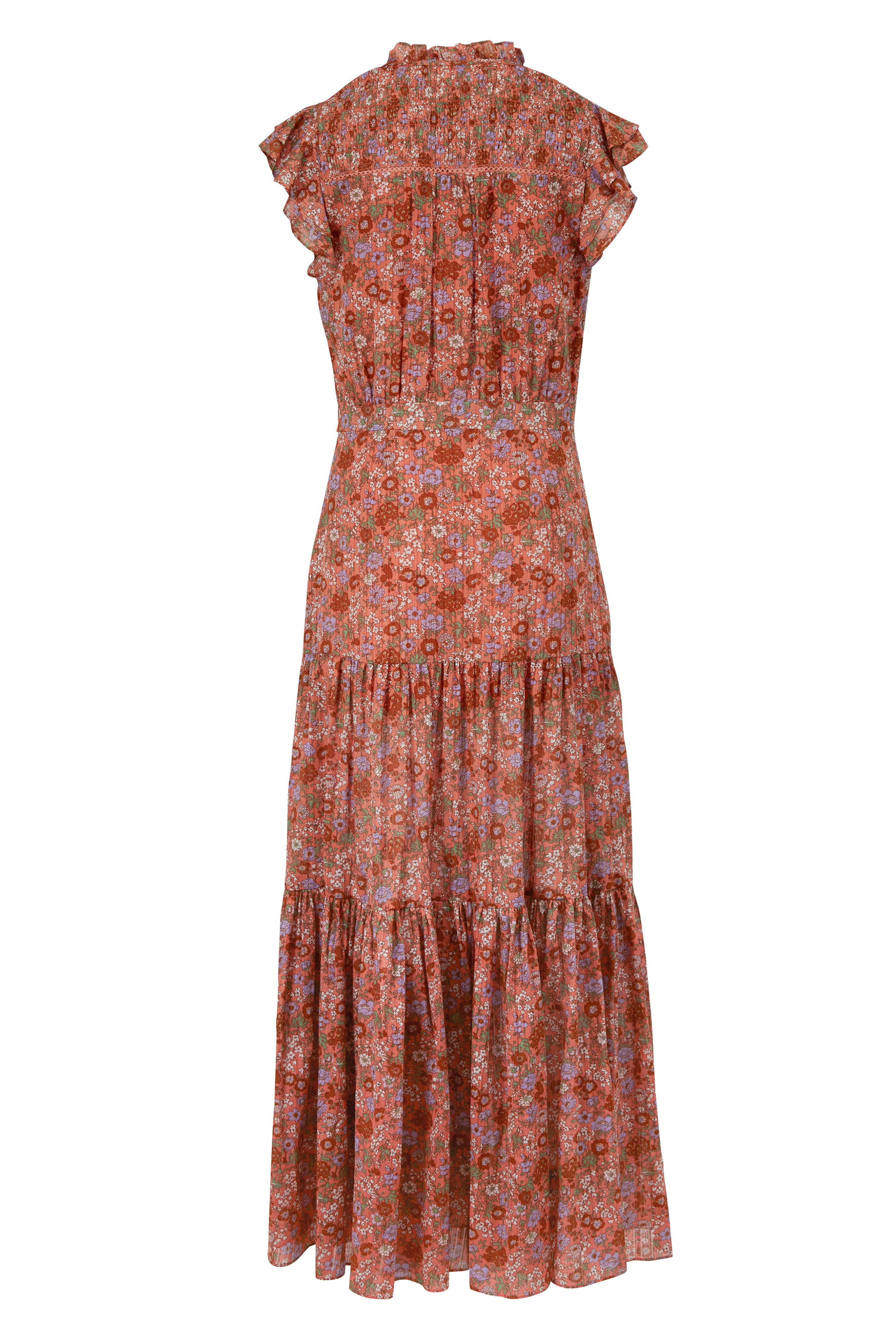 Veronica Beard - Satori Coral Printed Flutter Sleeve Dress