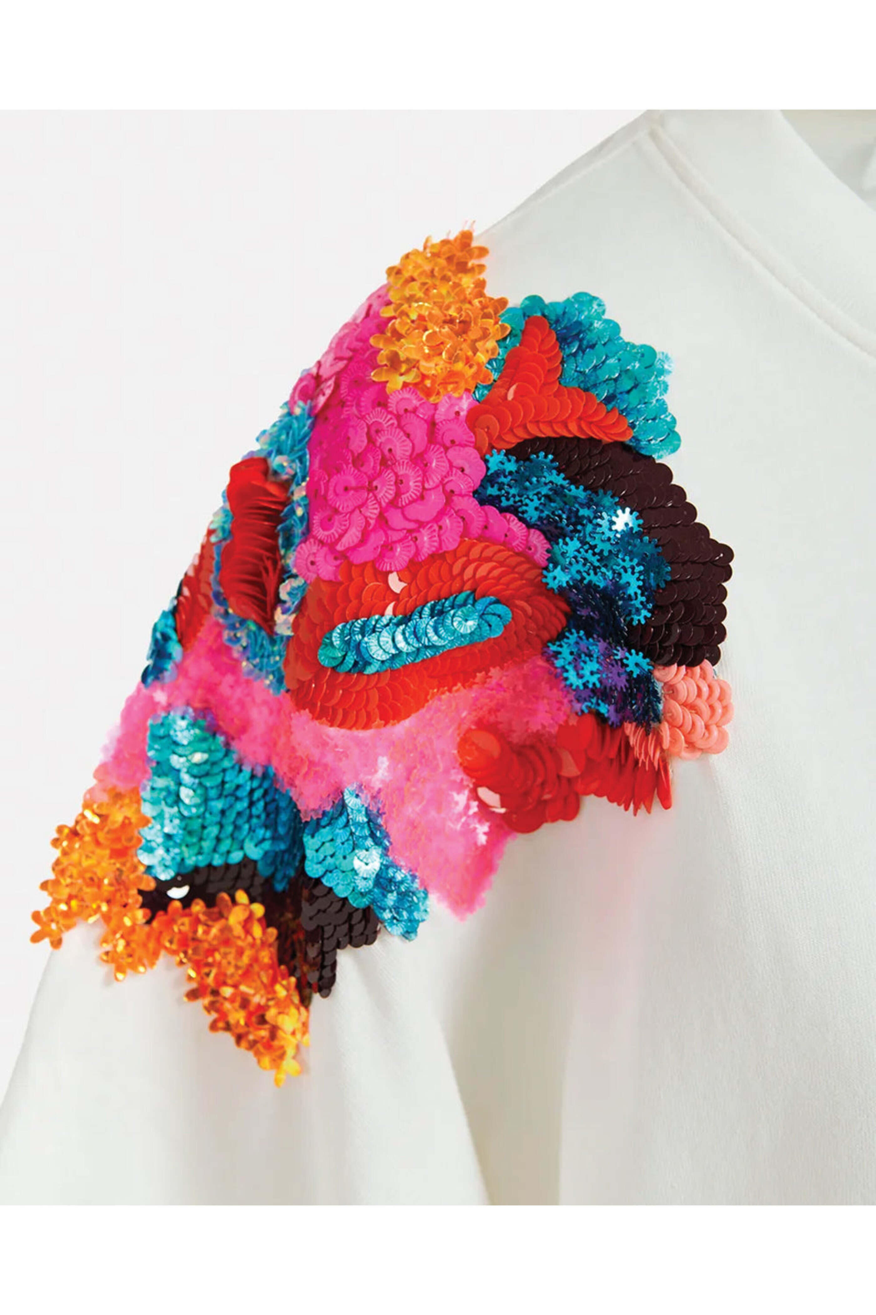 Essentiel Antwerp - Off White Sequin Embroidered Fester Tee