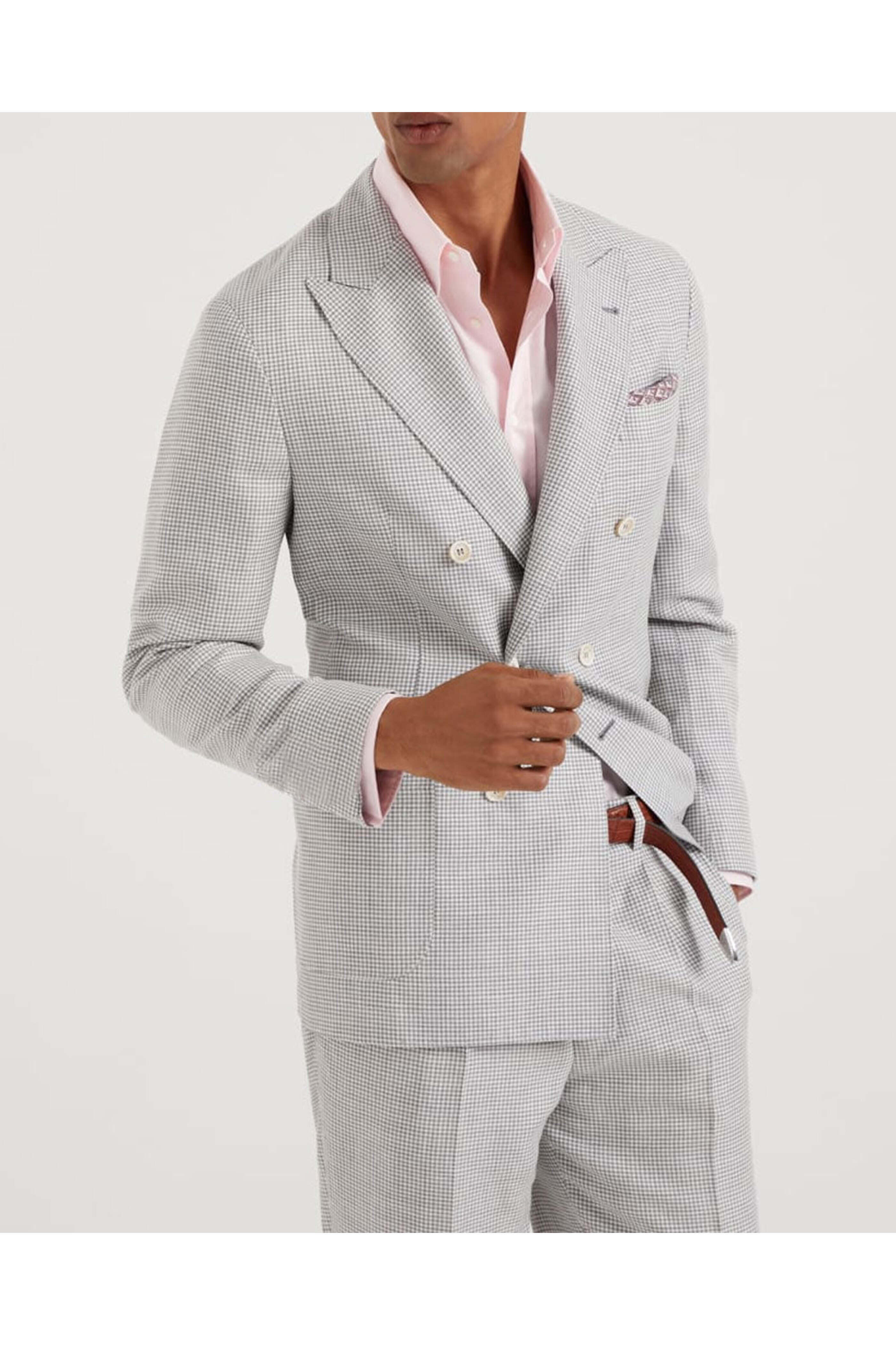 Brunello Cucinelli - White and Grey Houndstooth Leisure Suit