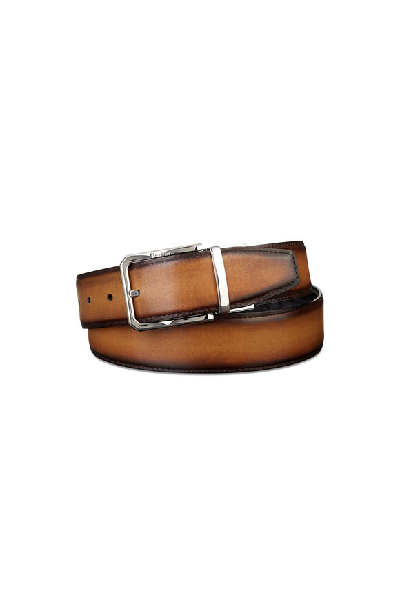Berluti Versatile Nero Grigio & Brown Bis Leather Belt