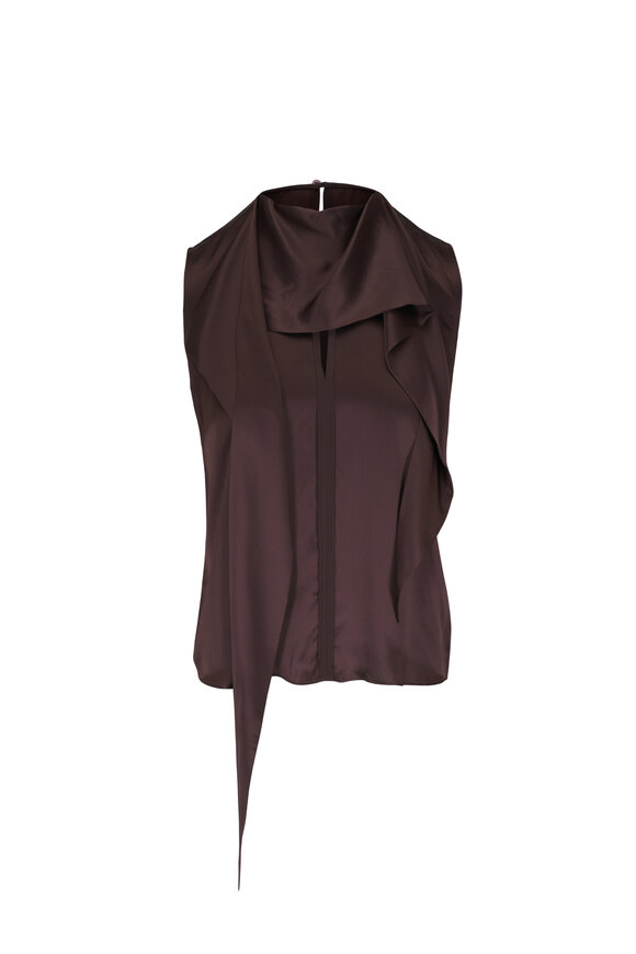 Dorothee Schumacher Sense Of Shine Chocolate Brown Silk Blouse