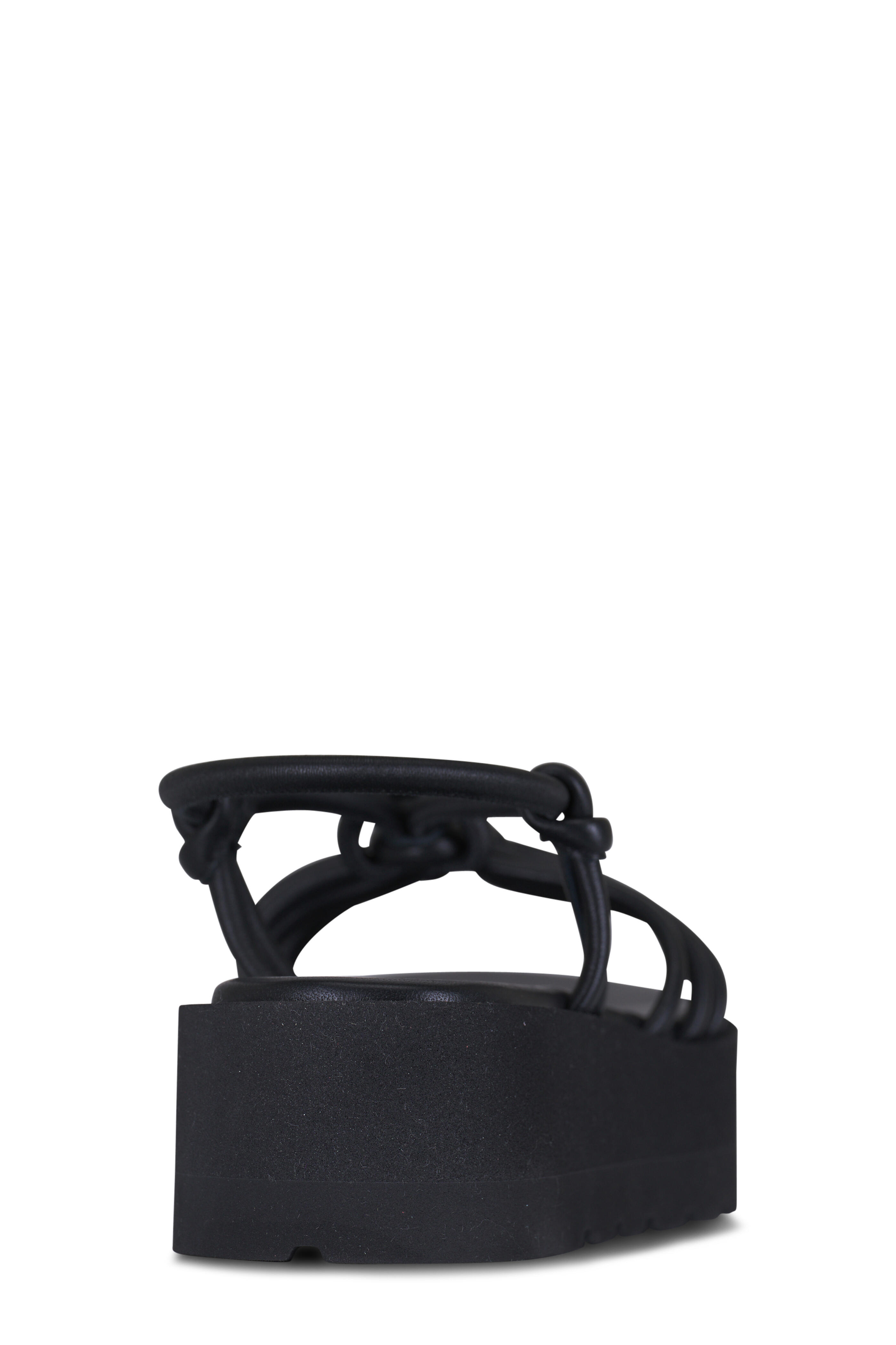 Gianvito Rossi - Hebe Black Leather Flat Wedge Sandal, 55mm