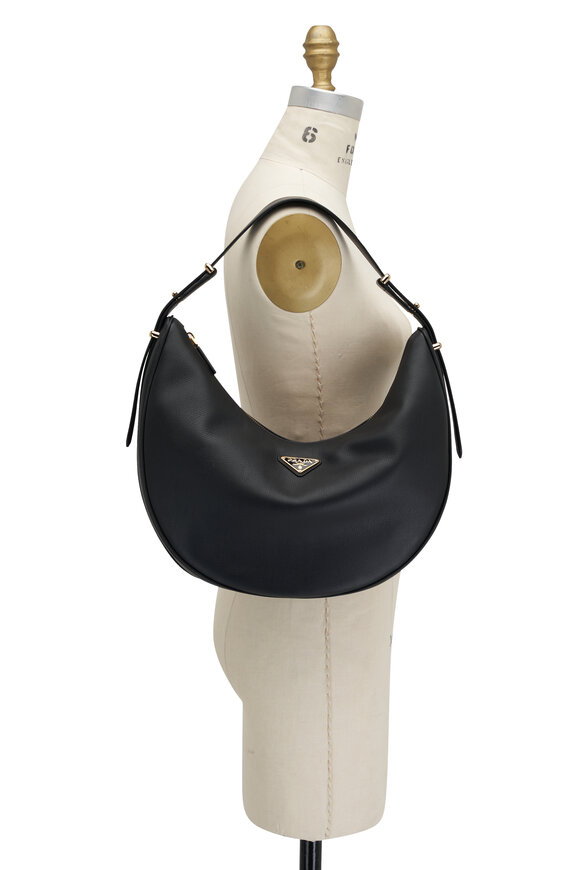 Prada - Large Arque Black Leather Shoulder Bag