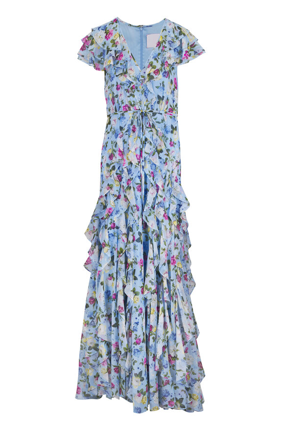 Carolina Herrera Ruffled Floral Print Chiffon Gown - view 1