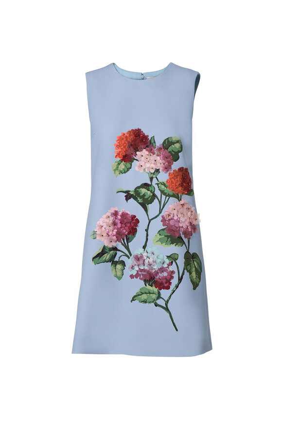 Carolina Herrera Cloudy Blue Hydrangea Print Stretch Crepe Dress - view 2