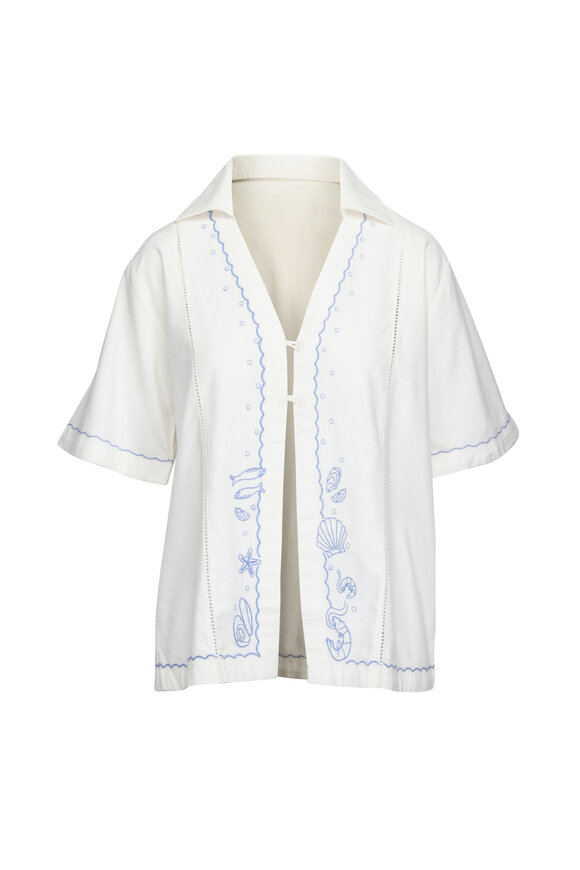 Lspace La Mer Cream Embroidered Blouse - view 1