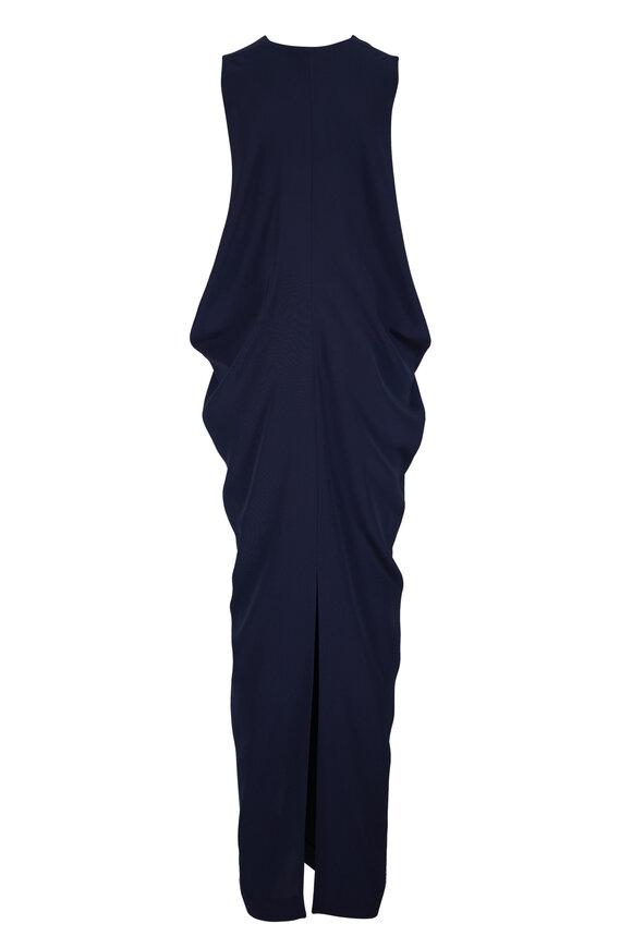 Zero + Maria Cornejo Long Libi Navy Blue Silk Dress - view 3