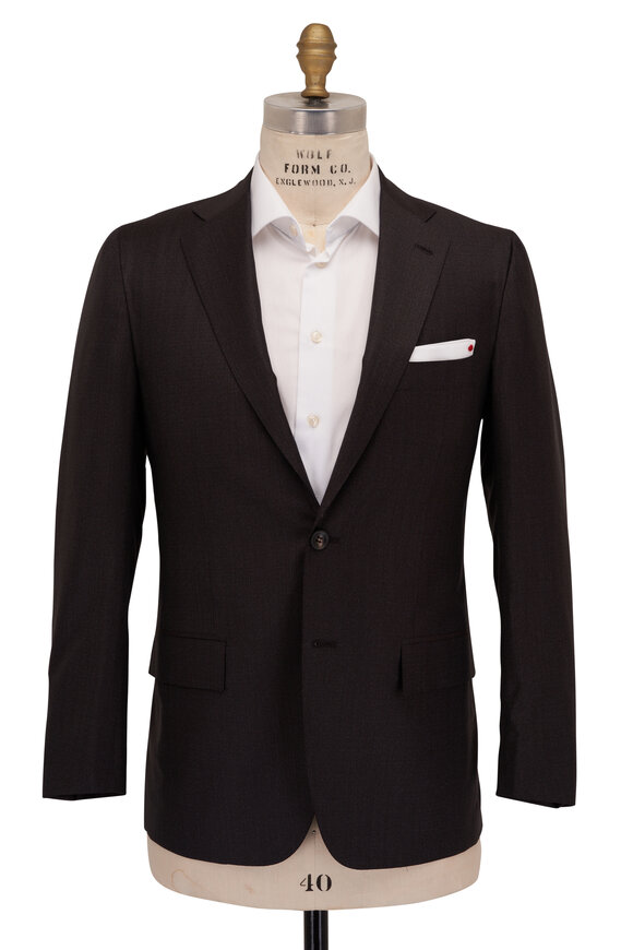 Kiton - Charcoal Brown Micro Check Suit 