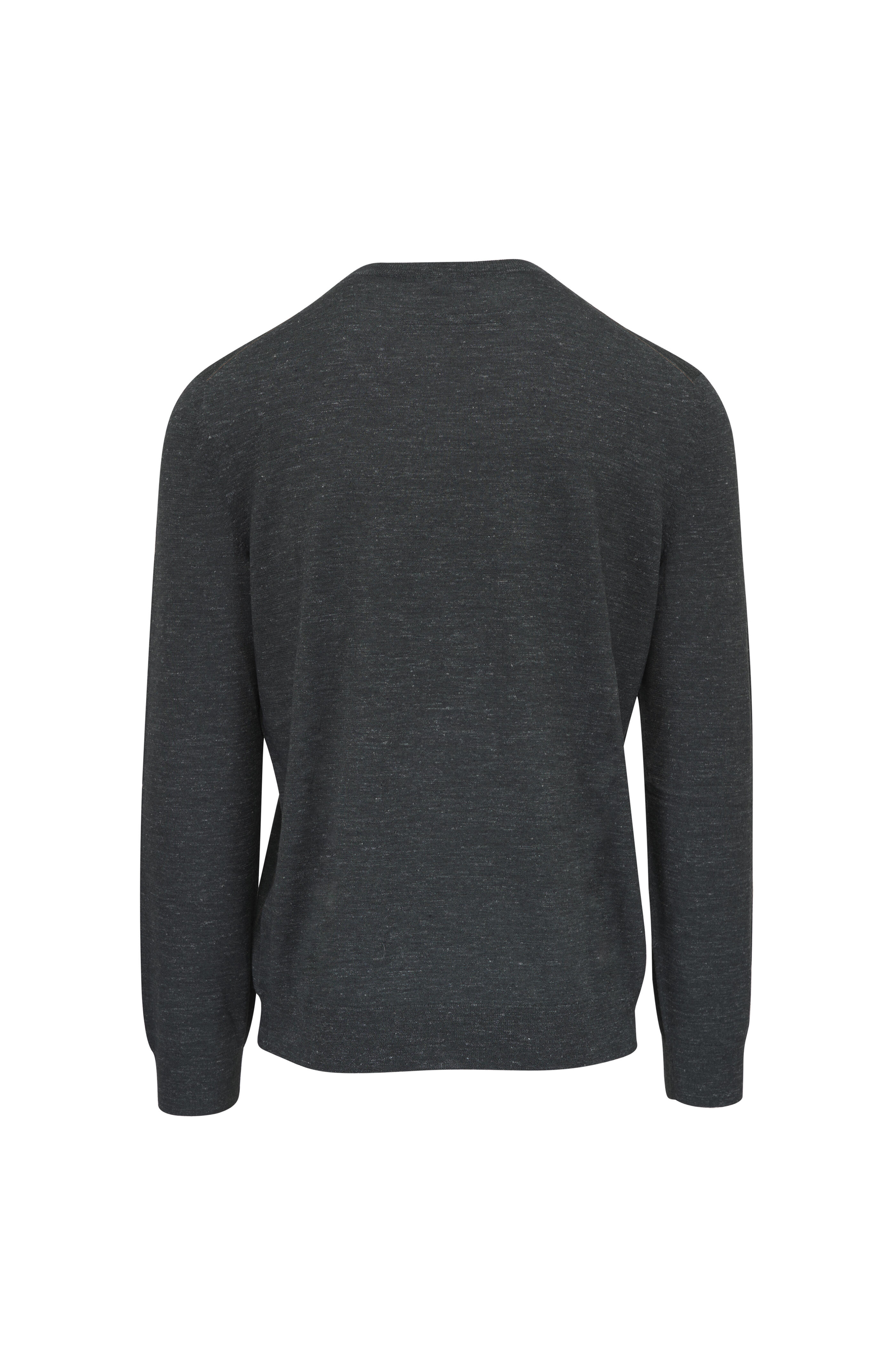 Zegna - Gray Silk, Cashmere & Linen Crewneck Sweater