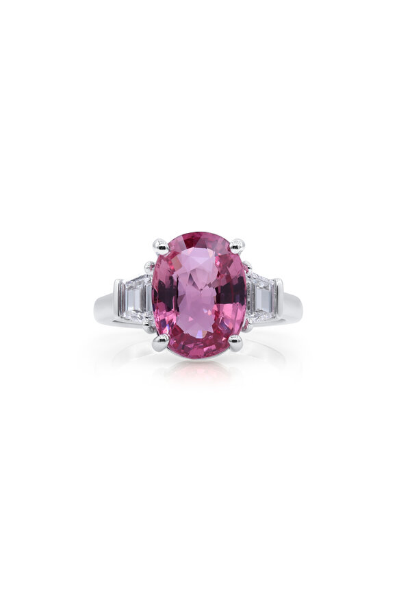 Oscar Heyman Platinum Padparadscha & Diamond Ring