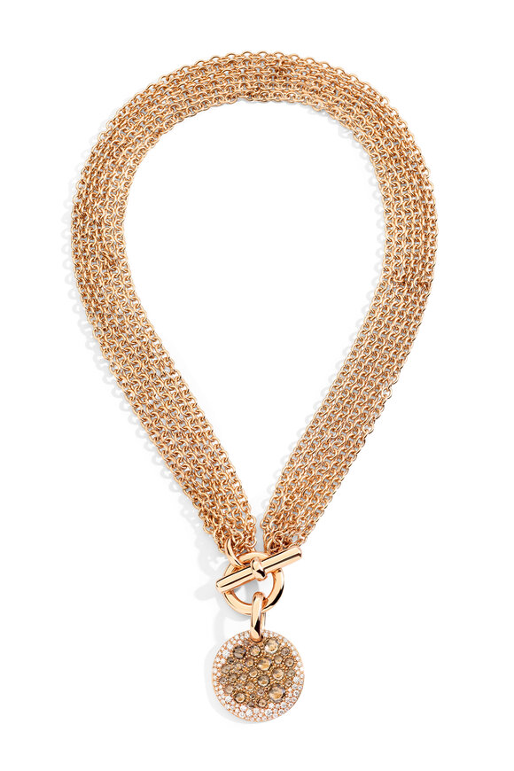 Pomellato 18k Rose Gold Diamond Sabbia Mesh Necklace - view 1