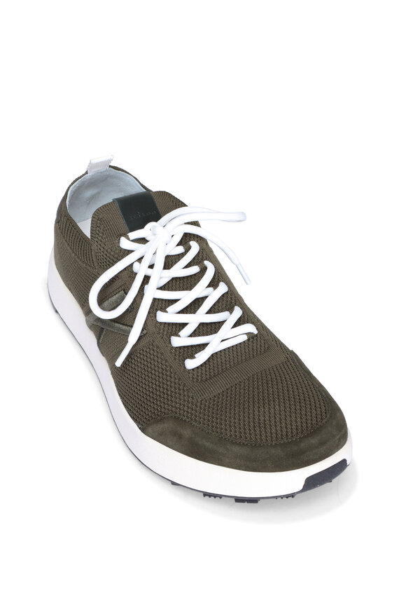 Kiton Green Knit Embroidered Golf Sneaker - view 1
