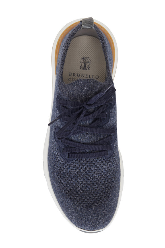 Brunello Cucinelli - Dark Blue Mélange Knit Sneaker