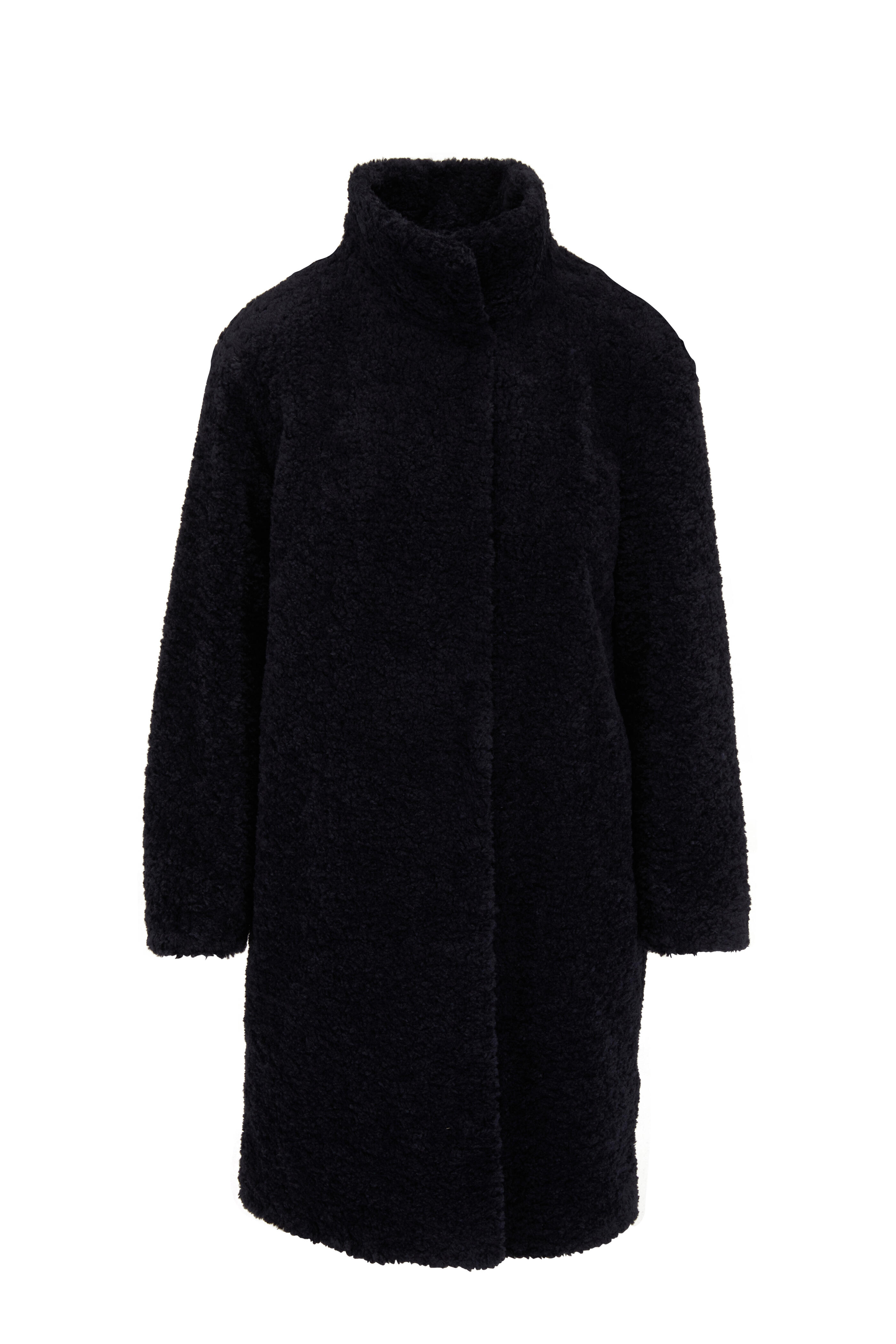 Akris Punto - Navy Blue Faux Shearling Coat