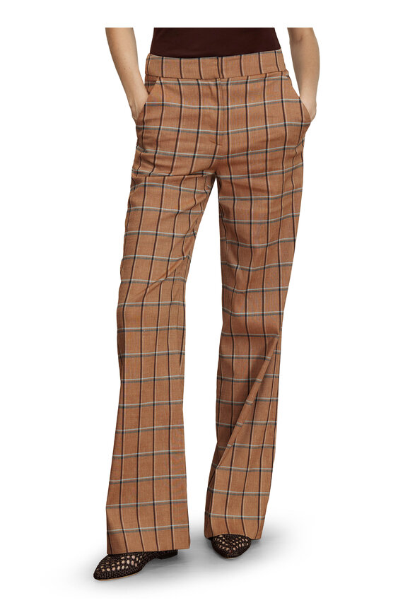 Veronica Beard Tonelli Ochre Multicolor Plaid Wide Leg Pant - view 4