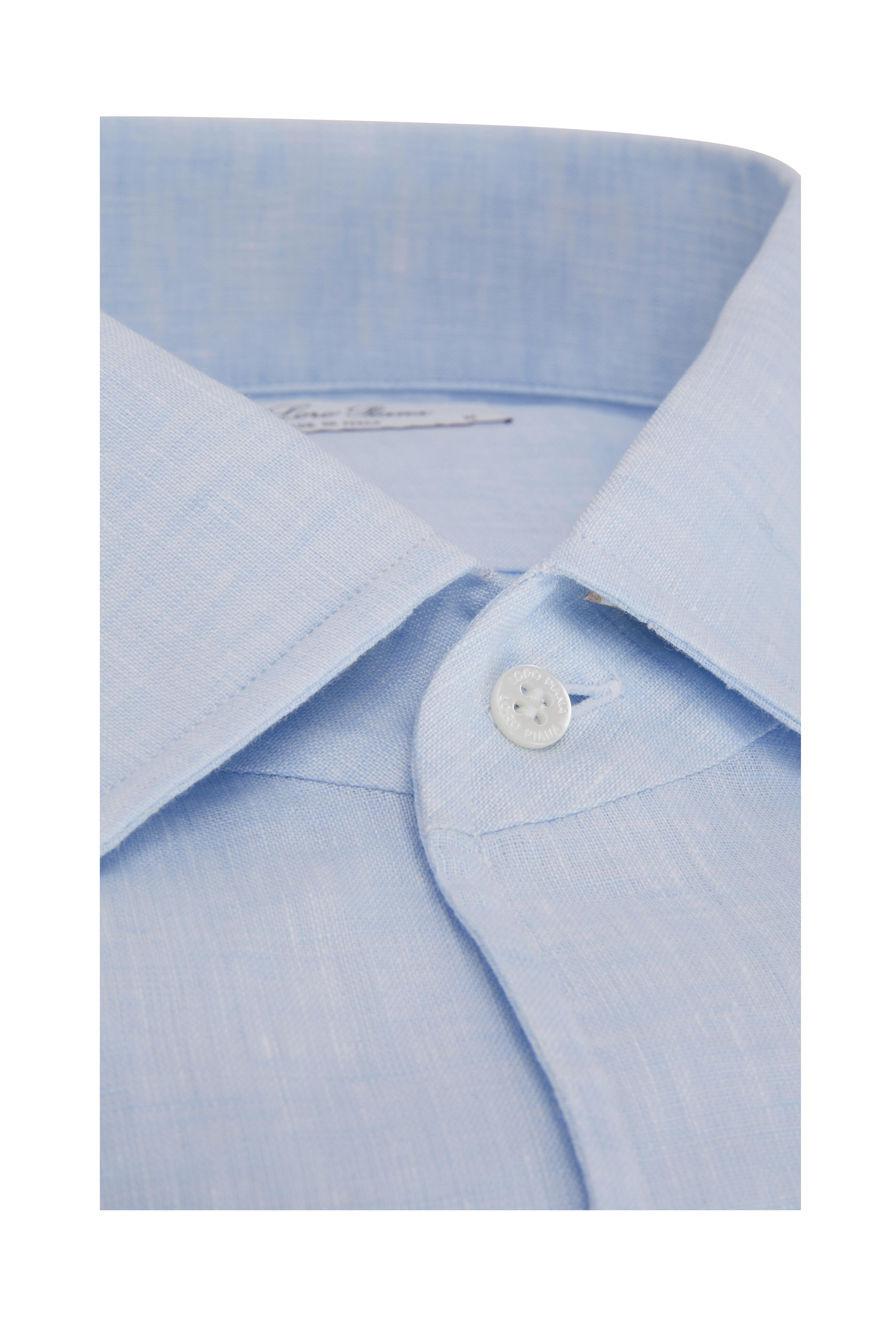 Loro Piana - Light Blue Linen Sport Shirt | Mitchell Stores