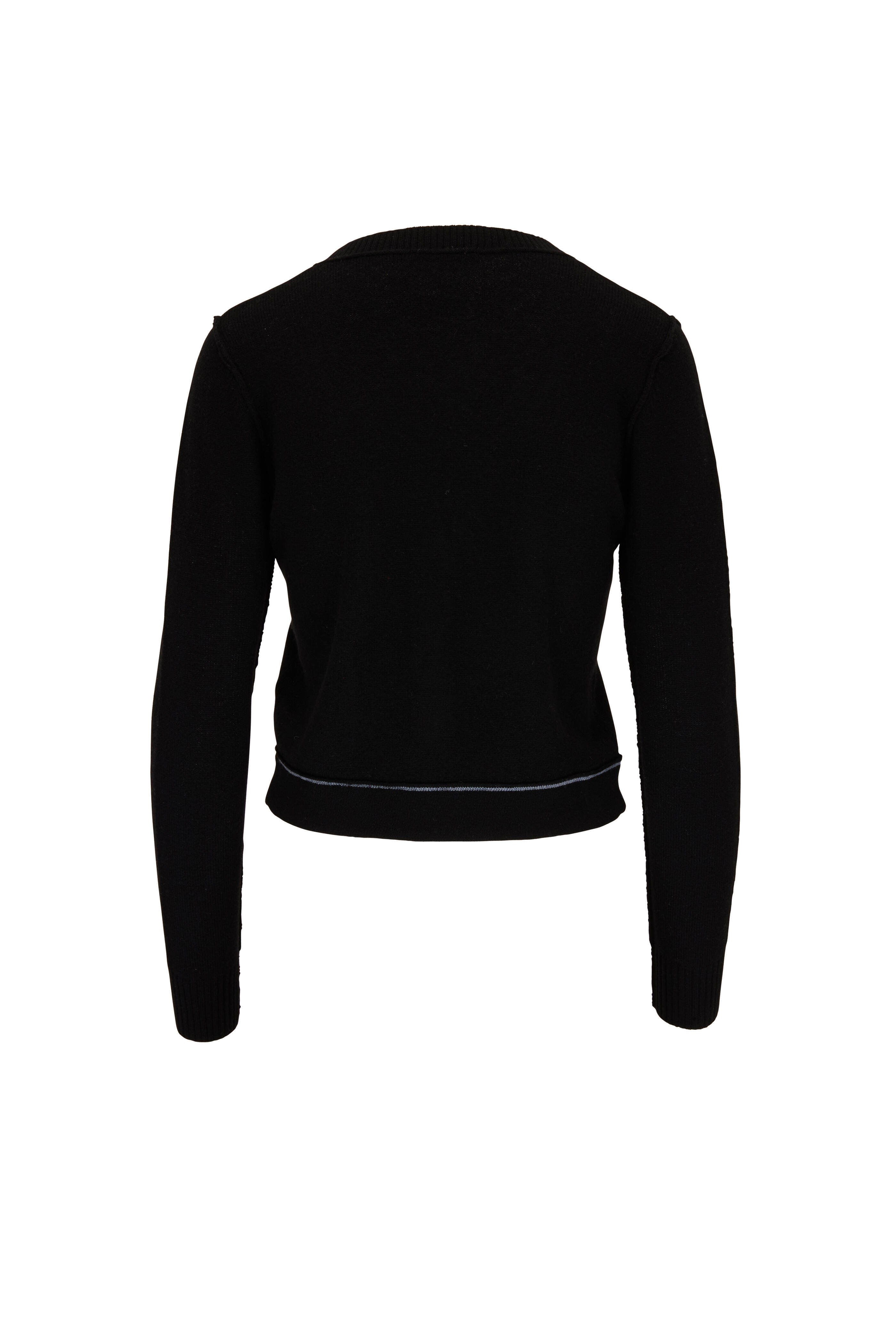 Raffi - Black Cashmere Single Pocket Cropped Cardigan