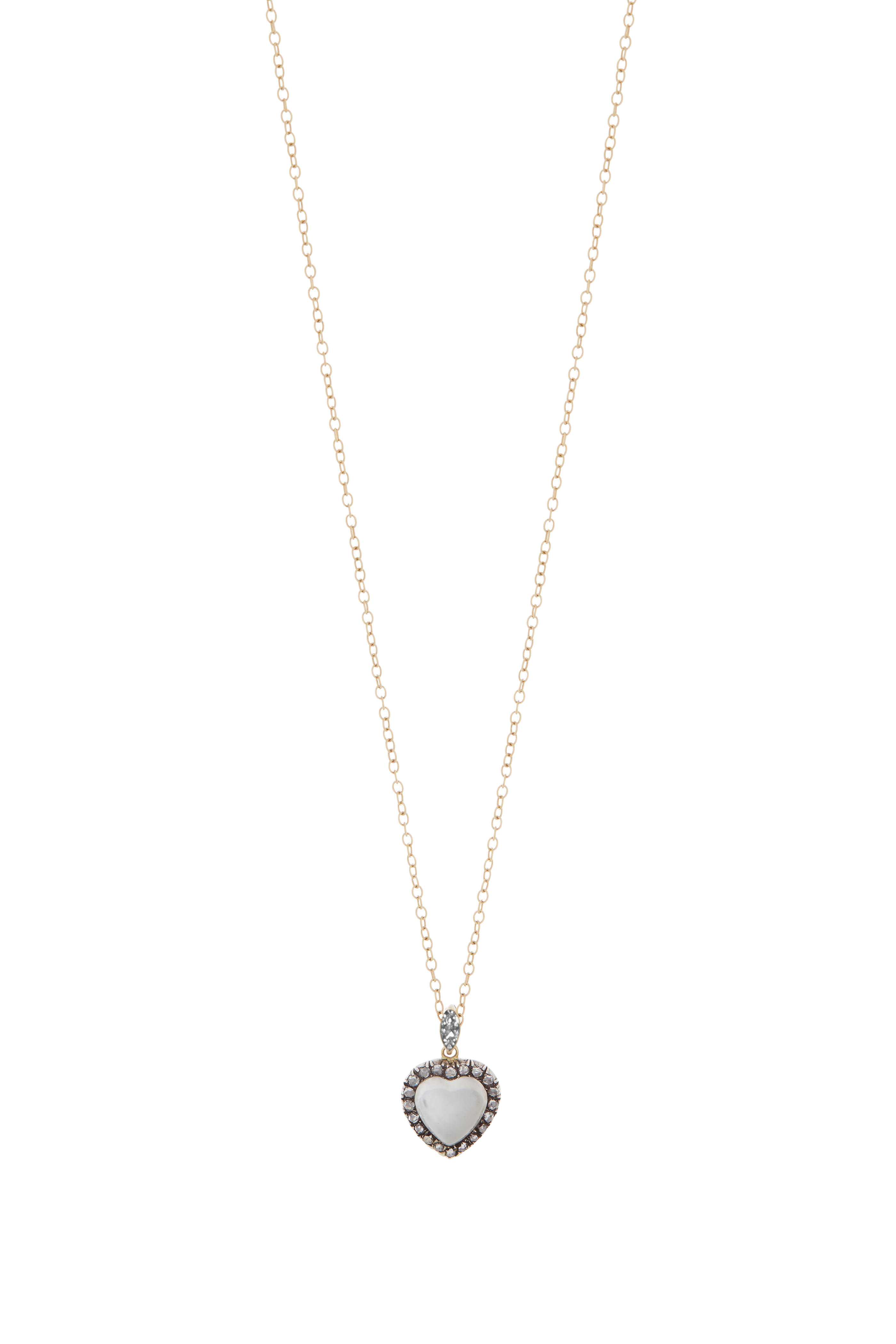 Fred Leighton - Yellow Gold Moonstone & Diamond Heart Necklace