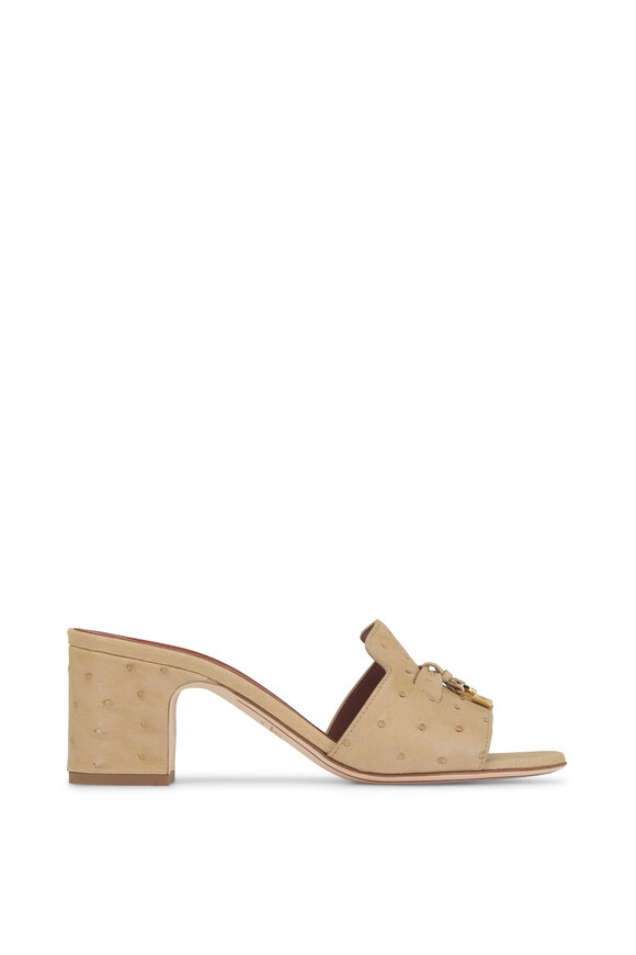 Loro Piana Summer Charms Beige Leather Mule, 55mm - view 2