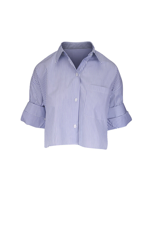 TWP Next Ex White & Blue Stripe Shirt - view 1