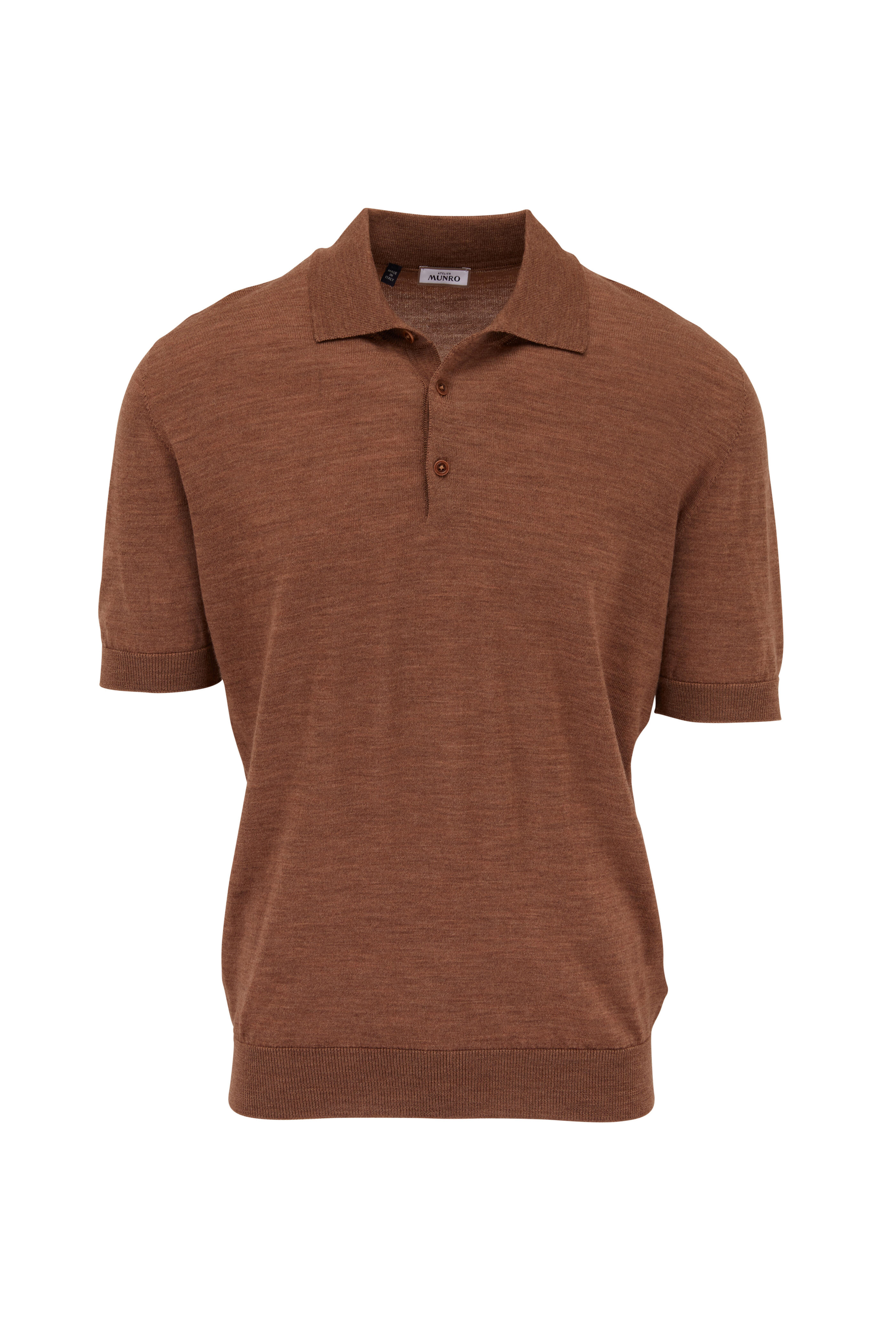 Atelier Munro - Chestnut Extra Fine Merino Wool Polo