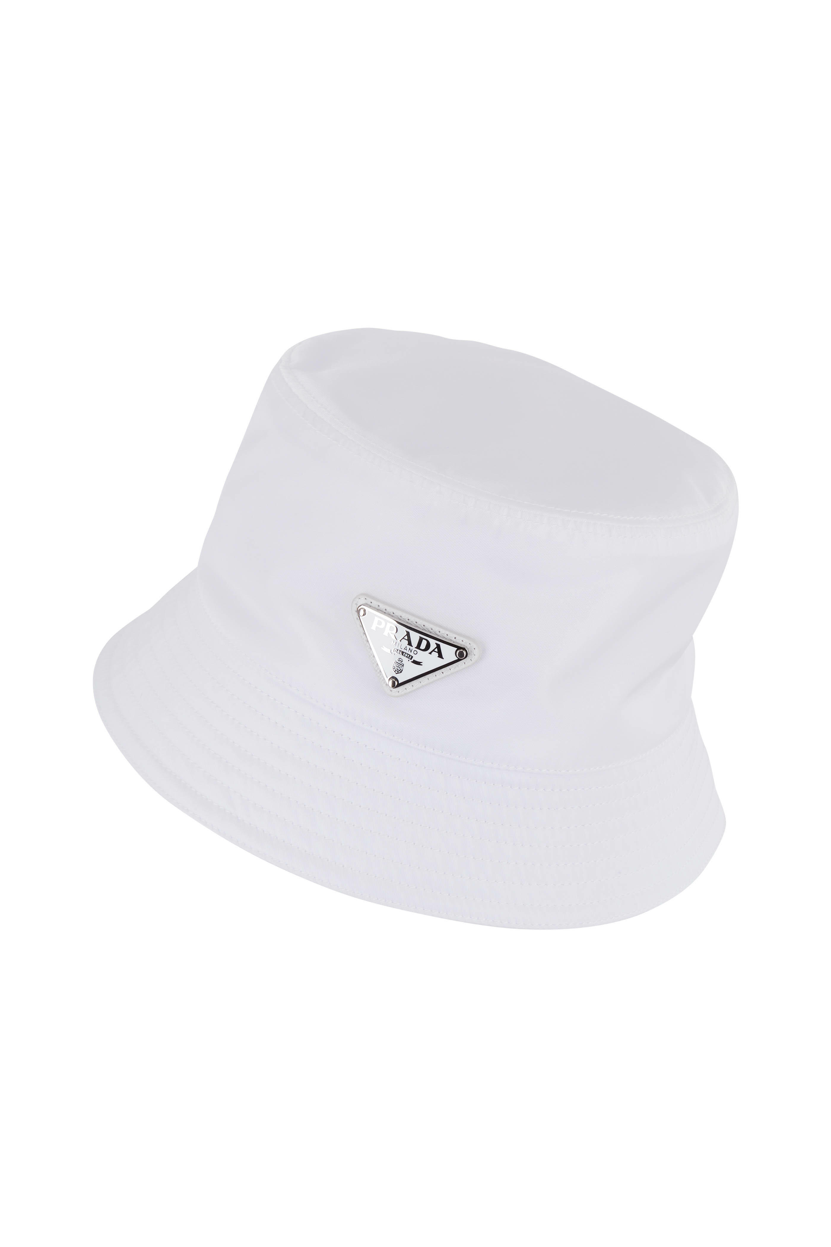 Prada - White Nylon Logo Bucket Hat | Mitchell Stores