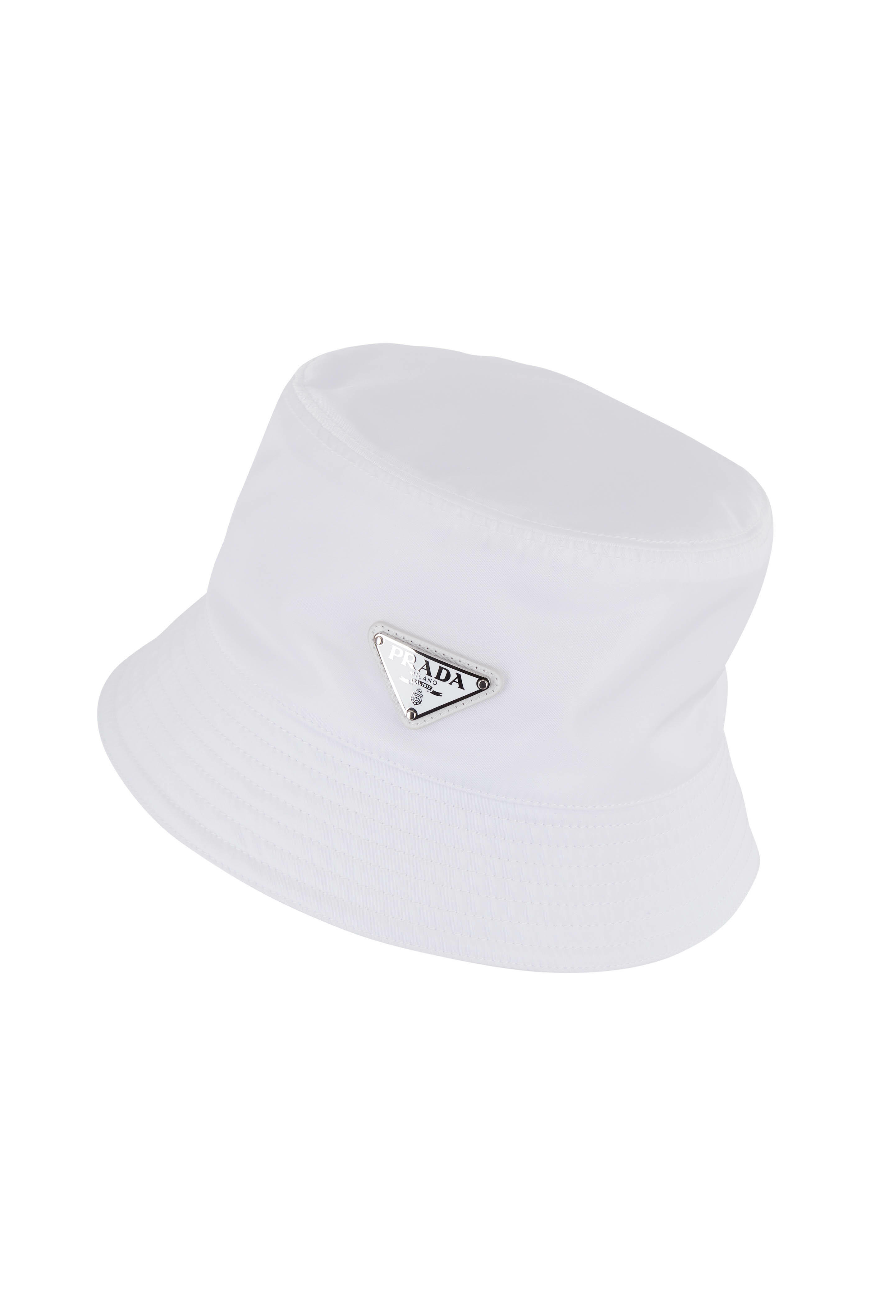 Prada White Nylon Logo Bucket Hat Mitchell Stores