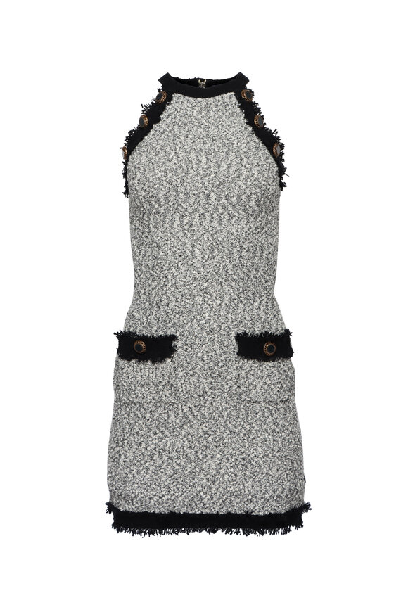 L'Agence Alanna White & Black Knit Shift Dress