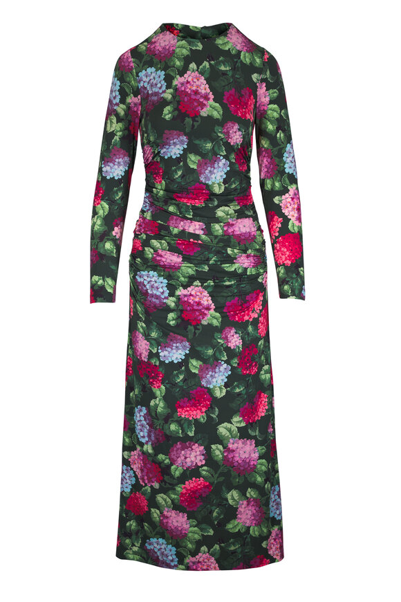 Carolina Herrera Multicolor Hydrangea Print Ruched Dress - view 1